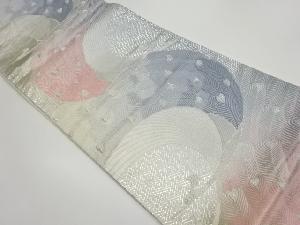 孔雀に紗綾形模様織出し袋帯